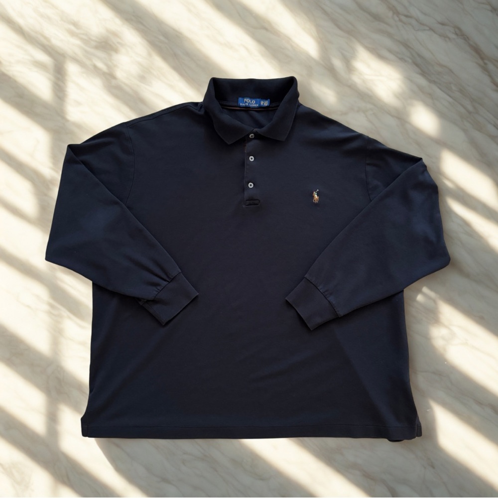 Polo Ralph Lauren – Lux Black Long Sleeve Polo – Men’s 2XB – 100% Soft Cotton